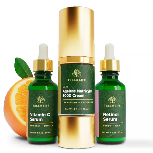 Vista 9 de Tree of Life Beauty Ultimate Skin Care Set, iluminador, reafirmante, hidratante, hidratante, iluminador, régimen completo de cuidado facial - Suero