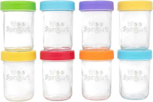 Vista 15 de WeeSprout Tarros de vidrio para almacenamiento de alimentos para bebés con tapas (4 onzas, 6 unidades) para aperitivos, puré, recipientes pequeños