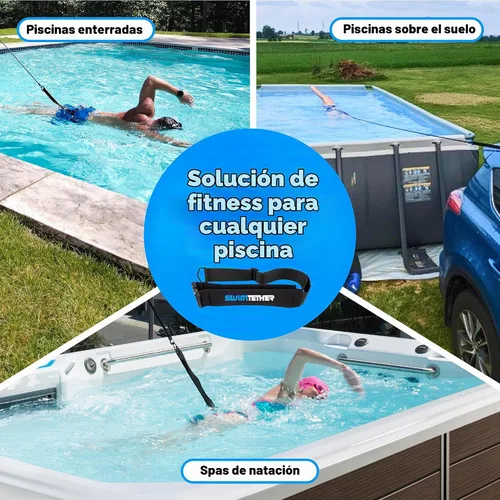 Vista 6 de Swim Tether Cinturón de viaje para natación estacionaria en piscinas y spas de natación