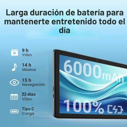 Vista 4 de DigiLand Tablet 2025, tableta Android de 10.1 pulgadas con procesador Octa-core 10 GB de RAM 64 GB ROM HD IPS pantalla táctil, 6000 mAh, BT 5.0