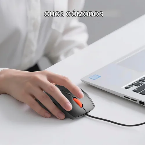 Vista 3 de ONE-UP Mouse de oficina con cable, diseño ergonómico, agarre de silicona antideslizante, 600/1000/1600 DPI ajustable, cable de 5 pies, compatible