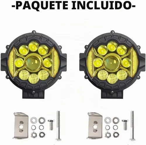 Vista 8 de Vainas de luz LED de 7 pulgadas, barras de luz ámbar súper brillantes de 80W - 270° de ángulo amplio, luces antiniebla laterales redondas