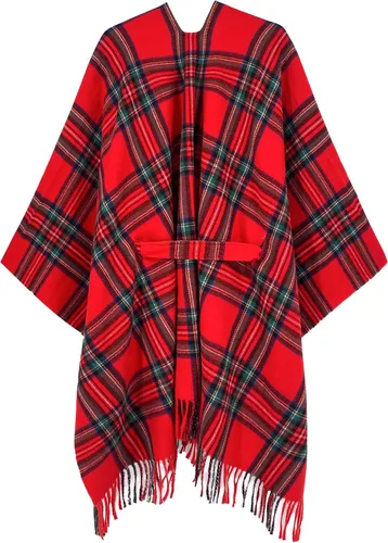 Vista 12 de Moss Rose Chal de viaje para mujer, capa tipo poncho de frente abierto para otoño e invierno