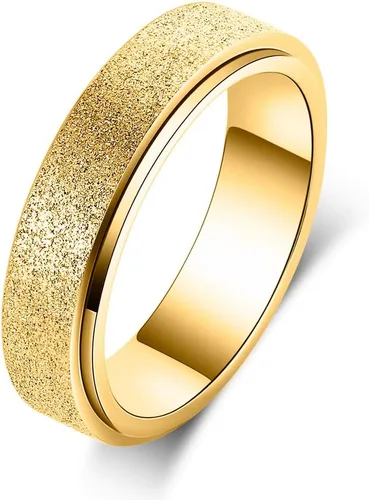Vista 7 de Anillo antiestrés de titanio, de acero inoxidable para la ansiedad, tamaño 6-12, ancho 6 mm, 5 colores, para mujeres y hombres oro rosa, arco iris