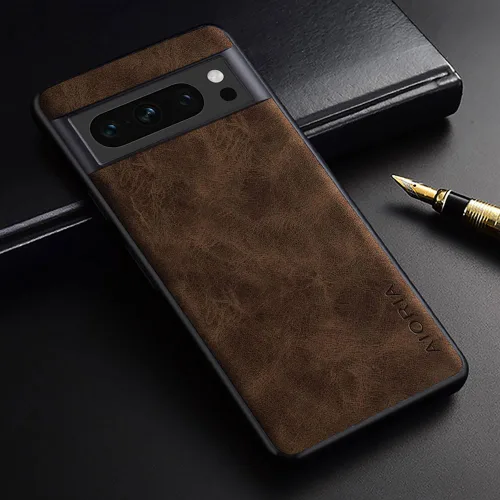 Vista 2 de Funda para Google Pixel 8 Pro, funda de cuero premium con diseño retro para Google Pixel 8 Pro 5G (marrón)