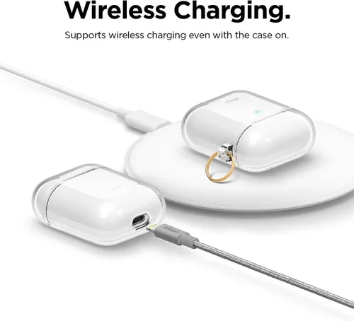 Vista 6 de Elago - Funda con llavero para audífonos AirPods 1 y 2 de Apple Transparente
