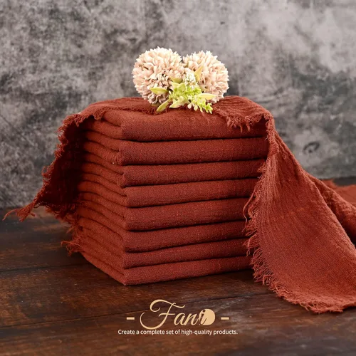 Vista 4 de Paquete de 30 servilletas de tela hechas a mano con flecos, servilletas 100% algodón, servilletas de cena de algodón rústico suave natural