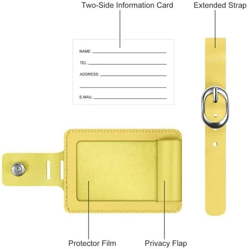 Vista 2 de Fintie - Paquete de 2 etiquetas para equipaje, etiquetas de identificación de piel con nombre y cubierta de privacidad para bolsa de viaje y maleta