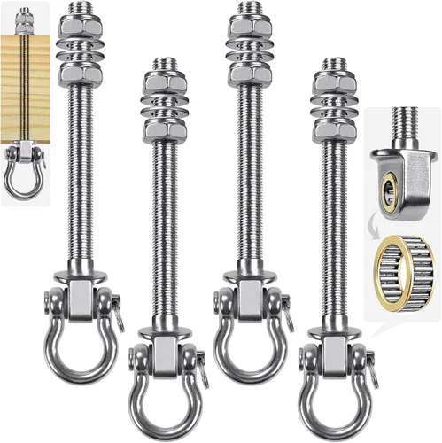 Vista 16 de SELEWARE Perchas de acero inoxidable resistentes con rodamientos (juego de 2), pernos oscilantes M10 x 9 pulgadas, capacidad de 1800 libras
