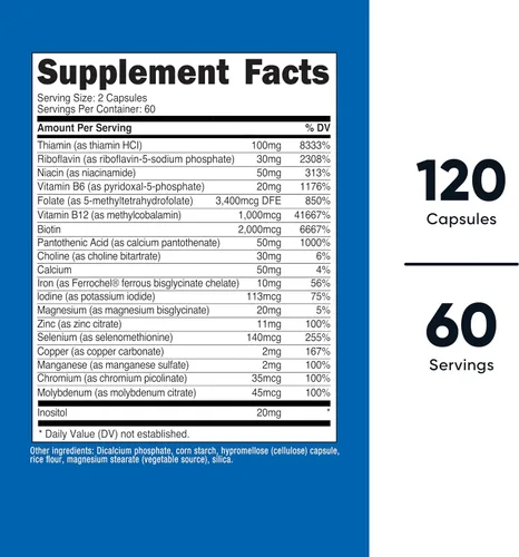 Vista 2 de Nutricost Complejo de vitamina B metilada 120 cápsulas - (60 porciones) Sin gluten