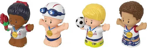 Vista 3 de Little People Collector Team USA Classic Sports - Juego de edición especial para adultos y fanáticos, 4 figuras de atleta en paquete de exhibición