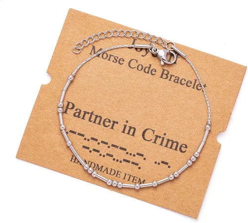 Vista 86 de JoycuFF Pulseras inspiradoras de código morse para mujeres, cuentas de plata, joyería con mantra de motivación, regalos para ella