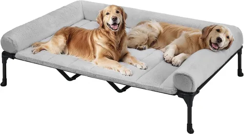 Vista 14 de Veehoo - Camas elevadas para perros de tamaño mediano con cojín de felpa esponjosa Orthopedic Raised Dog Beds for Indoor Outdoor, Soft Pet Sofa