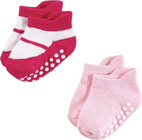 Vista 4 de Hudson Baby Calcetines antideslizantes unisex para bebé, Rosado Rosa Negro