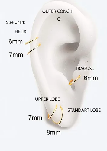 Vista 36 de Juego de 2 pares de anillos de nariz para cartílago pequeños para mujer, tragus, tabique, hélix, múltiples piercings finos