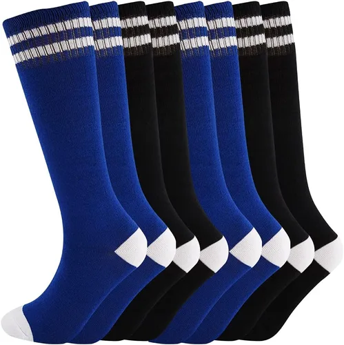 Vista 9 de Calcetines altos hasta la rodilla para niños, calcetines de fútbol de algodón para niños, niñas, niños pequeños