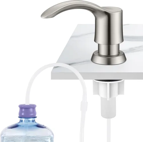 Vista 12 de Dispensador de Jabón para Fregadero de Cocina GAGALIFE con Botella Grande (Níquel Cepillado), Dispensador de Jabón Integrado para Fregadero