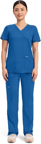 Vista 5 de Workwear Revolution WW610 - Ropa quirúrgica con estilo cruzado falso para mujer, elástica, suave y de fácil cuidado