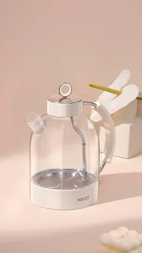 Vista 6 de ASCOT Hervidor eléctrico, caldera de té eléctrica de vidrio, regalos para hombres/mujeres/familia, calentador de té de vidrio de borosilicato de 1.5
