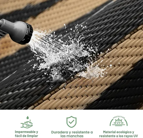 Vista 5 de GENIMO Alfombra de Exterior 5'x8' Impermeable para Patio, Alfombra de Paja de Plástico Reversible para Exteriores, Alfombras de Camping para Negro