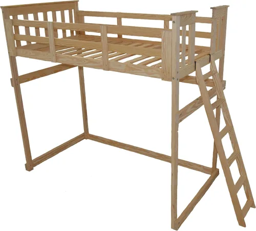 Vista 51 de Furniture Barn USA - Cama tipo loft de tamaño individual con escalera final, pintado de pino negro