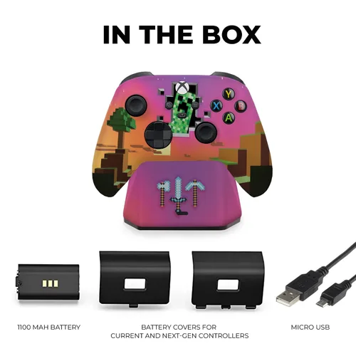 Vista 2 de Original Xbox Wireless Controller and Magnetic Charging Stand Compatible with Xbox OneSeries XS - Customized in USA with Advanced HydroDip Print