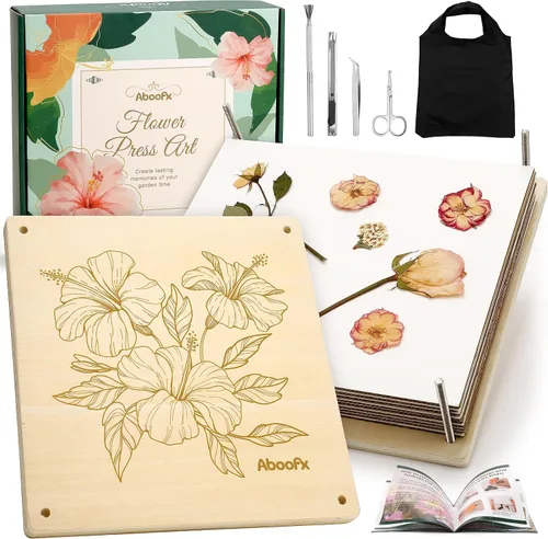 Vista 8 de Aboofx Creativity - Kit de arte de flores prensadas para niños, kit de prensa de flores pequeñas para manualidades de flores prensadas y prensado