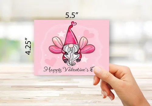 Vista 3 de Small World Greetings Tarjetas de San Valentín de gnomos caprichosos, 24 unidades, interior en blanco con sobres, tamaño A2 de 5.5 x 4.25 pulgadas