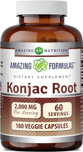 Vista 4 de Amazing Formulas - Suplemento de raíz de konjac 2000 mg por porción 180 cápsulas vegetales Sin OMG Sin gluten Fabricado en Estados Unidos