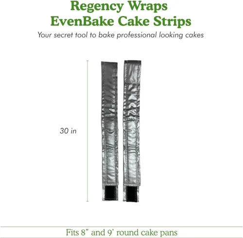 Vista 6 de Regency Wraps EvenBake CakeStrips, banda de algodón aluminizado con cierre seguro similar a velcro para crear capas húmedas y uniformes, paquete