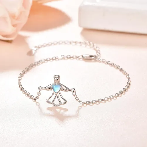 Vista 2 de Palpitate Angel Bracelet Guardian Angel Bracelets 925 Sterling Silver Angel Wing Jewelry Gift for Women Girls Adjustable