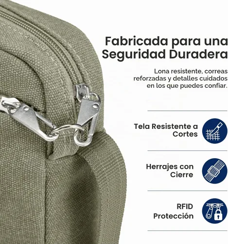 Vista 9 de Anti Theft Crossbody Bag for Women, RFID Blocking Travel Purse Slash Proof Verde militar