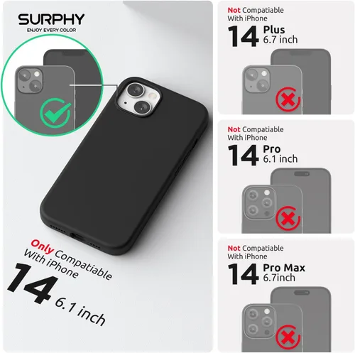Vista 2 de SURPHY Funda 4 en 1 diseñada para iPhone 14 compatible con MagSafe (6.1 pulgadas, 2022), con 2 protectores de pantalla + funda para cámara, funda