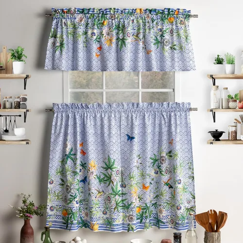 Vista 17 de Maison d' Hermine Juego de cortinas de cocina para ventanas, juego de cortinas de cocina 100% algodón, cenefas para el hogar [2 niveles