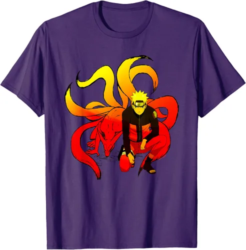 Vista 46 de Naruto Shippuden Naruto and 9 Tails - Camiseta de manga corta Negro