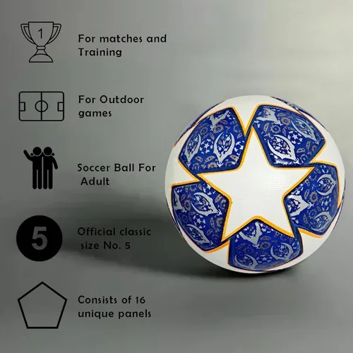 Vista 5 de Champion League - Balón de fútbol tamaño 5 – Pelota de réplica Pro Match, pelota de fútbol de piel sintética duradera para entrenamiento, partidos