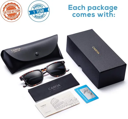 Vista 6 de CARFIA Gafas de sol polarizadas para hombre con protección UV400 Cool Man 1. Marco Tortuga Lente Gris