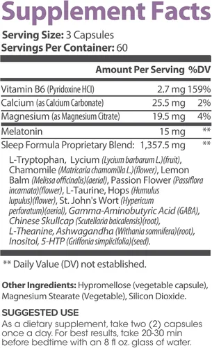 Vista 2 de Lumen Naturals - Sueño natural para adultos - Suplemento de hierbas con melatonina, raíz de valeriana, magnesio - Apoyo para dormir profundo