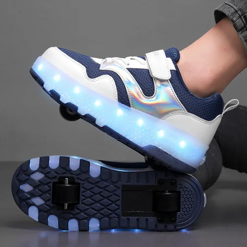Vista 6 de HHSTS Zapatos para niños Nuevos zapatos mejorados con ruedas de color de luz LED, patines brillantes, zapatos de patinaje, regalos simples