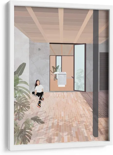 Vista 11 de Canvas Lab Tello House by DRAM 11 x 15 in Fine Art Framed Print, Frame Color: Black, With Mat Architecture, Illustrations, Minimalist