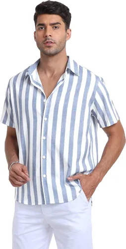 Vista 6 de Sailwind Camisas de manga corta con botones para hombre, camisas de playa de verano con estilo casual