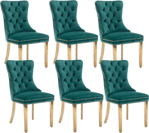 Vista 71 de Juego de 2 sillas de comedor de terciopelo beige, modernas sillas de cocina tapizadas