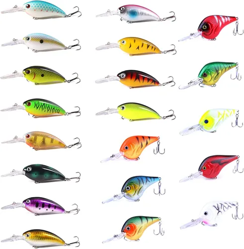 Vista 10 de Kit mixto de señuelos de pesca incluye señuelo minnow, popper, crankbait y anzuelo de pesca para pesca en agua salada y agua dulce de trucha, lubina