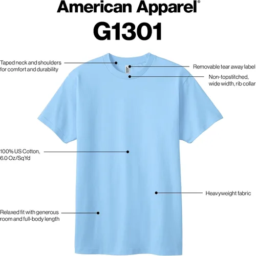 Vista 2 de American Apparel Unisex Heavyweight Cotton T-Shirt, Style G1301, 2-Pack
