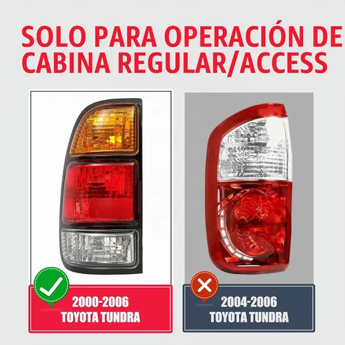 Vista 2 de ECOTRIC Luz trasera compatible con Toyota Tundra 2000-2006 Regular/Access Cab Lámpara de freno de señal Luz trasera lado del conductor izquierdo