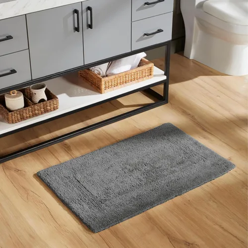 Vista 566 de Better Trends - Juego de 2 alfombras de baño 100% algodón, extra suaves, con borlas, de 17" x 24", alfombra de baño superabsorbente y reversible