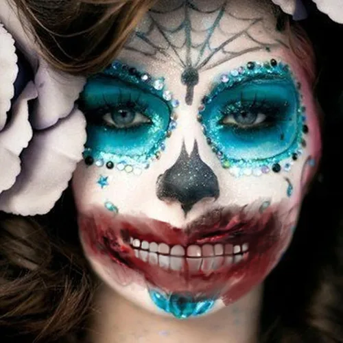 Vista 6 de Tatuajes temporales de Halloween, calcomanías de boca de terror de payaso de Halloween, calcomanías faciales, tatuajes falsos de dibujos animados