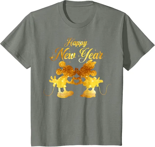 Vista 35 de Disney Camiseta de Año Nuevo Mickey & Minnie Happy New Year Silhouette, Negro
