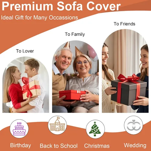 Vista 6 de VClife Funda para Sofá Lavable de Felpa Funda de Sofá Slipcover con Borlas 71''x150''- Funda de Sofá Moderna Minimalista de Jacquard a Rayas Blanco