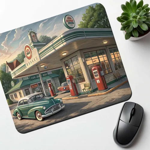 Vista 6 de Alfombrilla para mouse de perfil bajo Retro Americana Main Street de los años 50